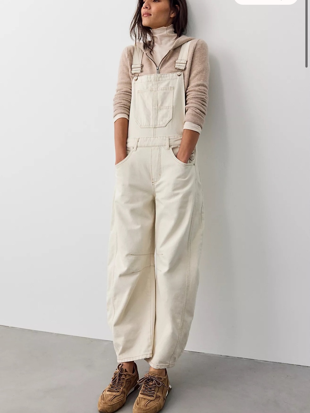 Good Luck Barrel Overalls - Free People - Milk/Cream - Size Small